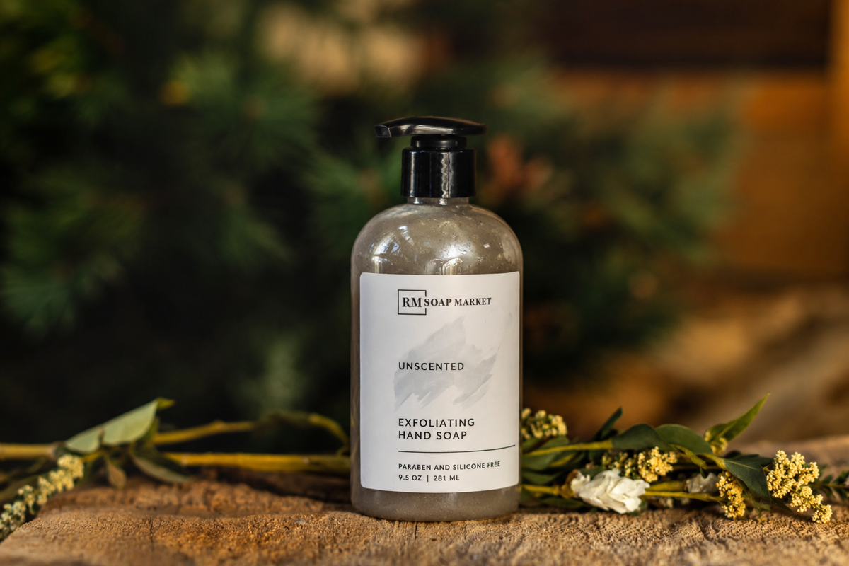 Story by RM Unscented Exfoliating hand soap bottle