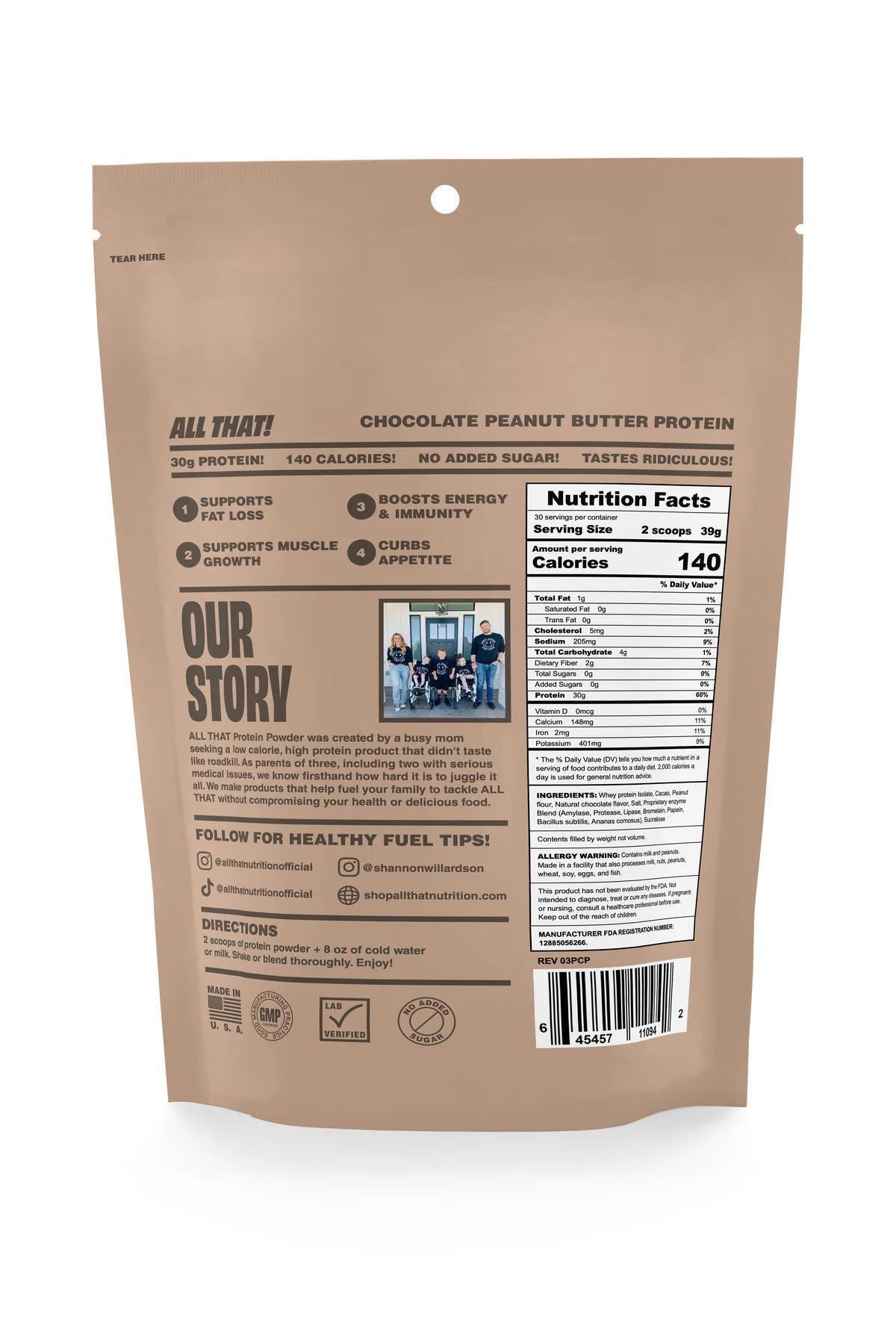 ALL THAT NUTRITION Chocolate Peanut Butter Protein Powder