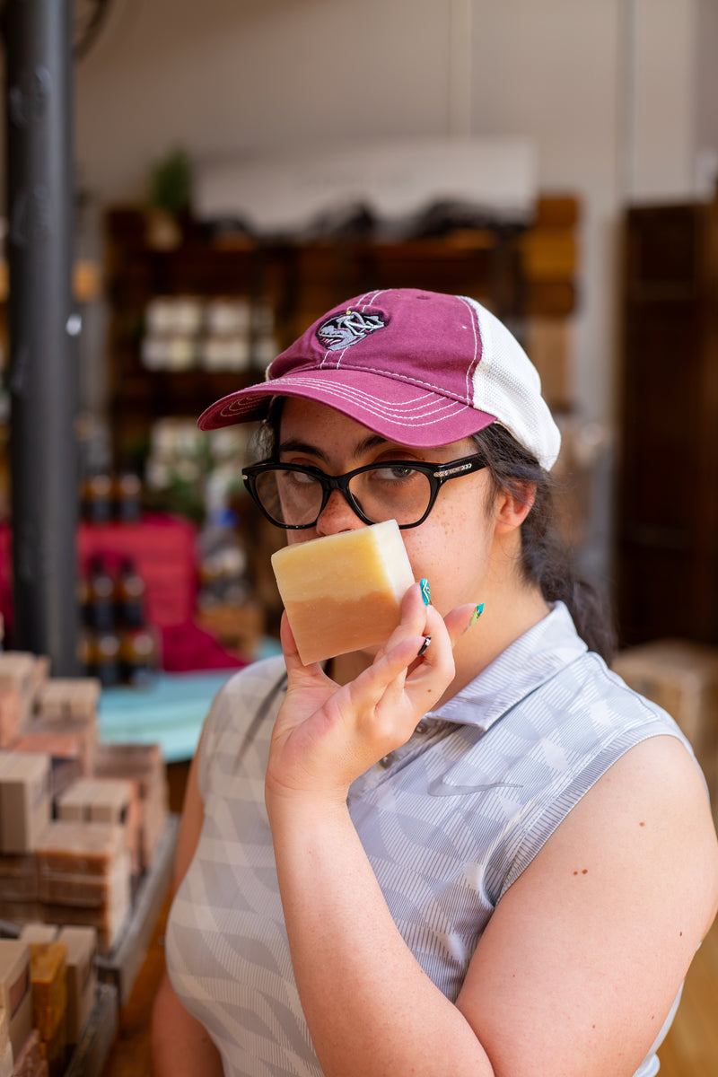 mySTORY affiliate Sydney holding a bar of Story by RM soap